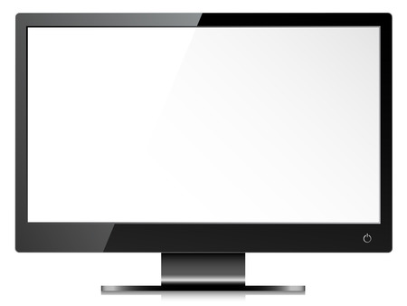 Black shiny monitor on white background with empty screenのイラスト素材