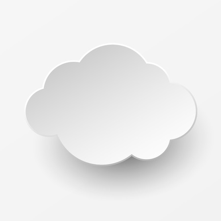 White paper cut cloud with shadow on a white backgroundのイラスト素材