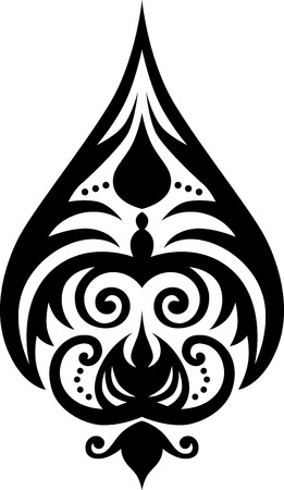 Black graphic floral decorative element, vector illustrationのイラスト素材