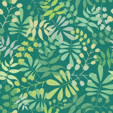 Seamless pattern with green leaves on light backgroundのイラスト素材