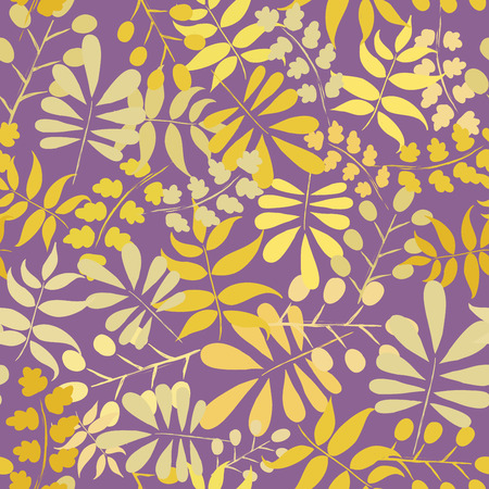 Seamless pattern with yellow leaves on dark backgroundのイラスト素材