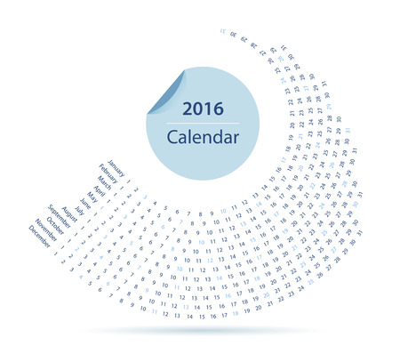 Simple 2016 year circle calendar in blueのイラスト素材