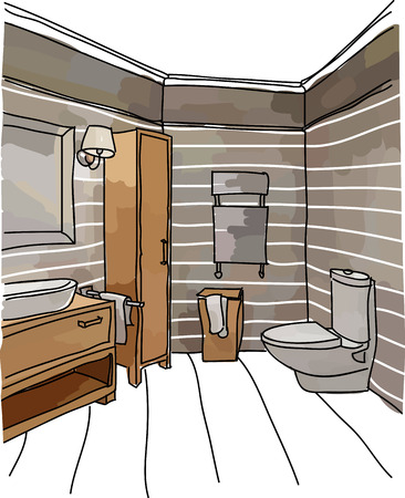 Color drawing of bathroom interior, modern styleのイラスト素材