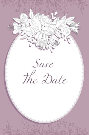 Invitation postcard template with botanical wreath and letteringのイラスト素材