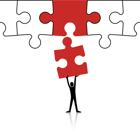 Concept of problem solving - connecting together puzzle piecesのイラスト素材
