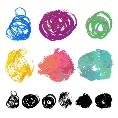 Set of grunge vector textured watercolor brush strokesのイラスト素材