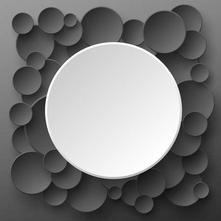 Paper white circle banner with drop shadow on black backgroundのイラスト素材