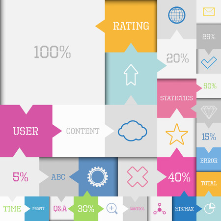 Modern vector square flat infographic elements with symbolsのイラスト素材