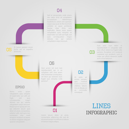 Modern vector lines infographic in bright colorsのイラスト素材