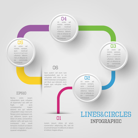 Modern vector circle and line infographic elements in bright colorsのイラスト素材