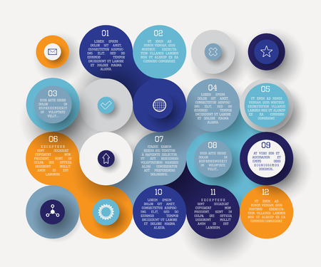 Modern vector flat circle infographic elements in bright colorsのイラスト素材