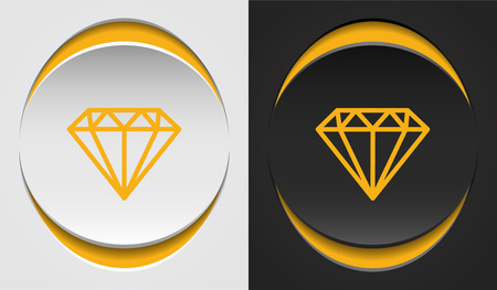 Flat style abstract golden diamond icons on papercutのイラスト素材