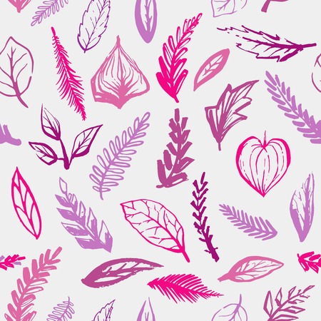 Abstract botanical seamless background, plants and leavesのイラスト素材
