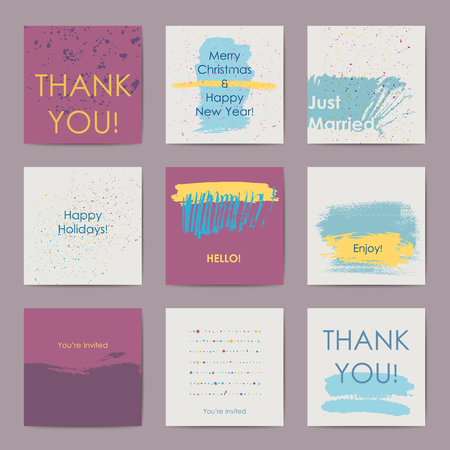 Abstract hand drawn style postcards in pastel colorsのイラスト素材