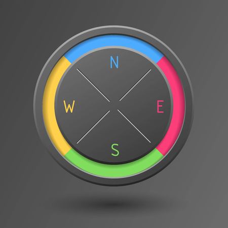 Vector illustration of modern circle wind rose in four colorsのイラスト素材