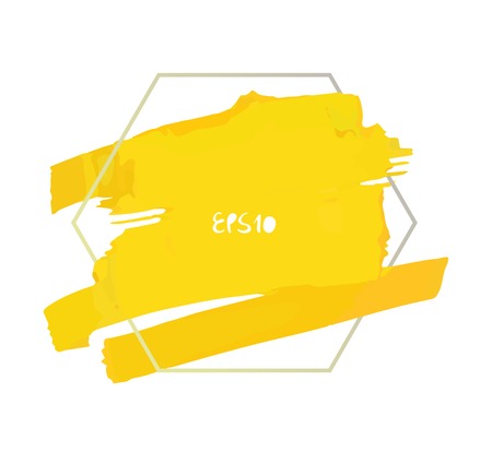 splash in a polygonal frame, hand drawn painted banner with watercolor textureのイラスト素材