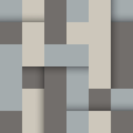 Vector seamless papercut geometric pattern with square elements and shadowsのイラスト素材