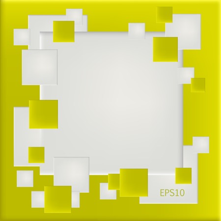 Paper square white banner with square pattern in white and greenのイラスト素材