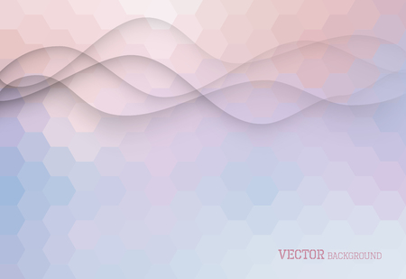 Abstract transparent papercut waves on triangle background, blue and pinkのイラスト素材