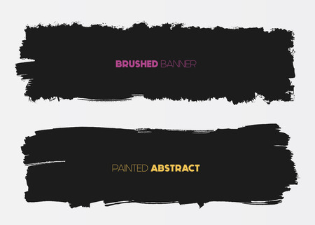 Abstract grunge banner templates, brush spots in black, web design elementのイラスト素材