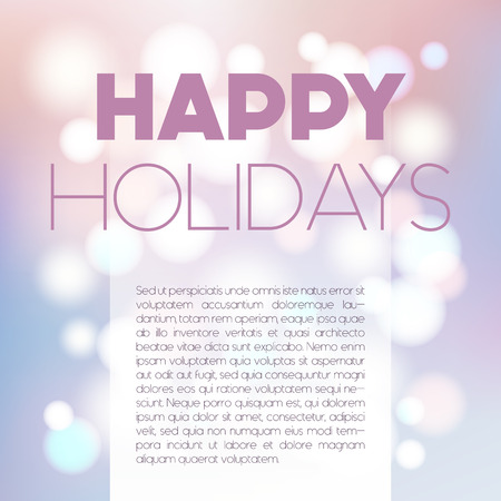 Vector blurred poster with bokeh, happy holidays postcard, abstract celebration concept, defocused backgroundのイラスト素材