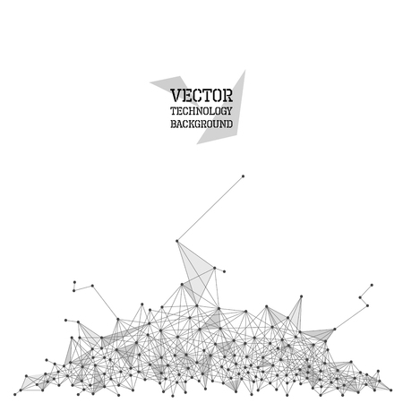 geometric wireframe background with lines and dots connected, molecule metaphor, science technology conceptのイラスト素材
