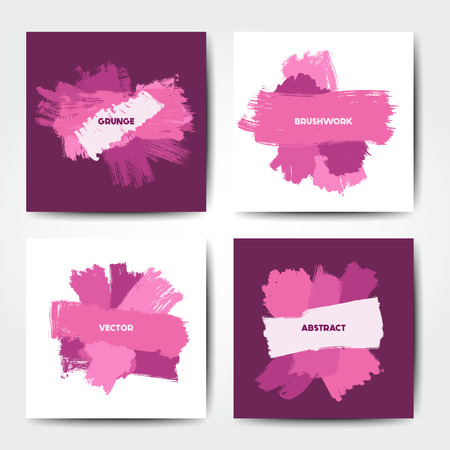 Modern grunge brush postcard template, art vector cards design in bright colorsのイラスト素材