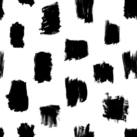 Modern grunge pattern, vector seamless thick brushstrokes pattern in black and white, hipster background, grunge strokesのイラスト素材