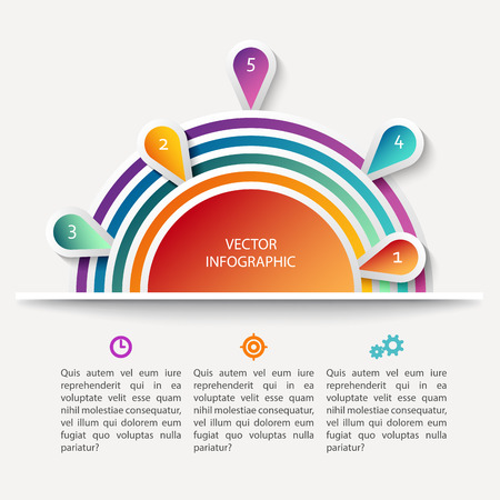 Vector infographic scheme with colorful circles, data display concept with text, bright colorsのイラスト素材