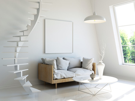 Modern interior 3d renderの写真素材