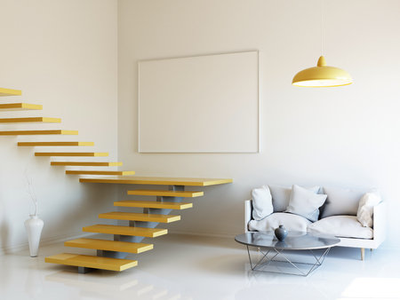 Modern interior 3d renderの写真素材