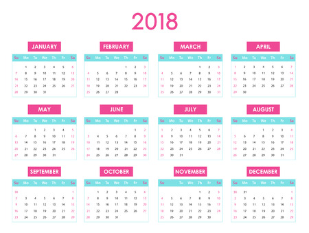 The 2018 calendarのイラスト素材