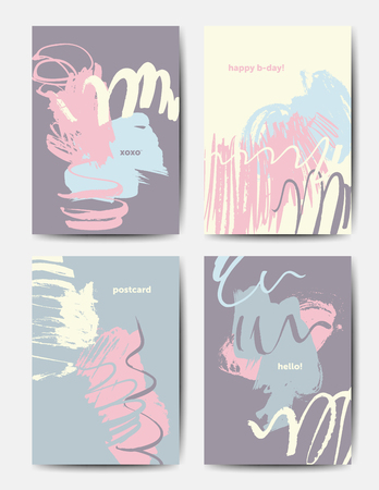 Modern grunge brush postcardsのイラスト素材