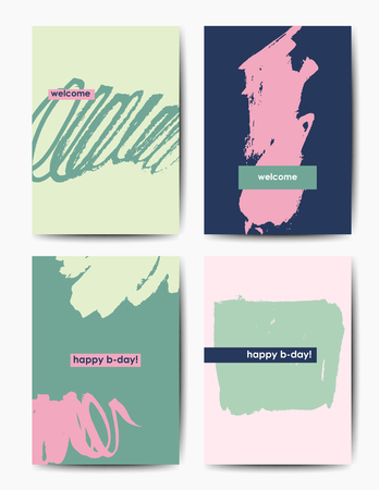 Modern grunge birthday postcards Vector illustration.のイラスト素材