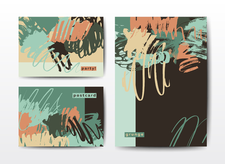 Modern grunge brush postcardsのイラスト素材