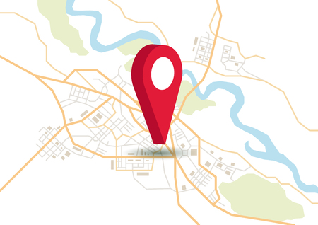 Vector city map with pointerのイラスト素材