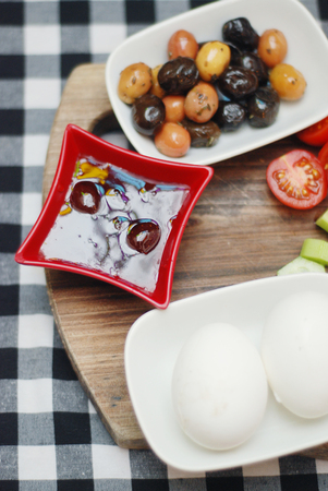 Traditional Turkish breakfast platesの写真素材