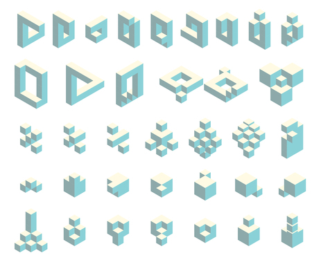 Isometric cubes setのイラスト素材