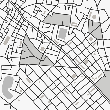 Vector flat abstract city map in black and whiteのイラスト素材