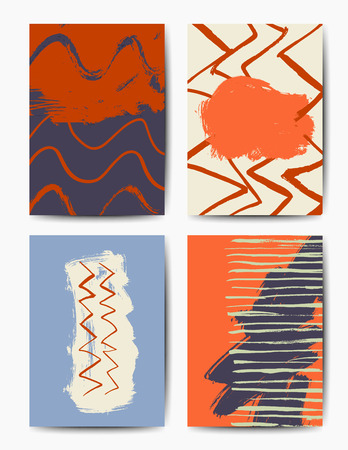 Vector grunge brush postcards colorful template setのイラスト素材