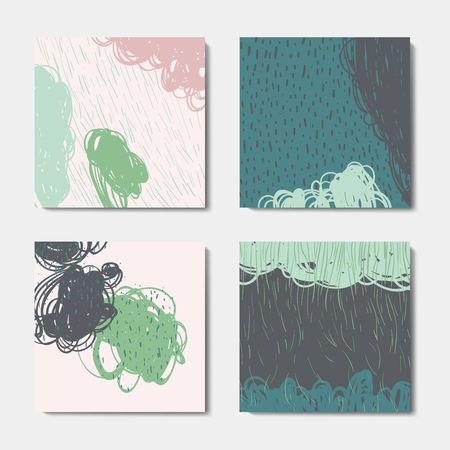 Modern grunge brush postcards colorful vector templatesの写真素材