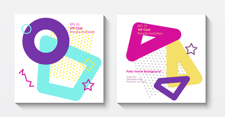 Vector geometric postcard templates in pop art styleのイラスト素材
