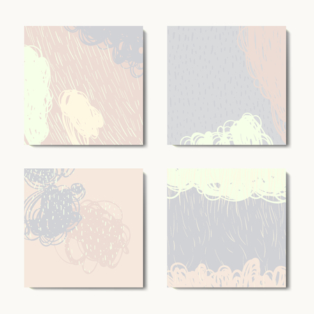 Set of art postcards, modern grunge brush design templates, invitation, banner, colorful ink cardsのイラスト素材