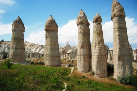 Fantastic stone landscapes of Cappadocia in Turkeyの写真素材