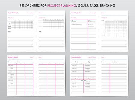 Set of planners for life and business, planner sheets, organizer for personal and work issuesのイラスト素材