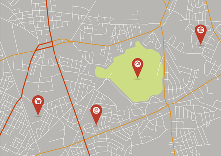 Vector abstract city map with small pointersのイラスト素材