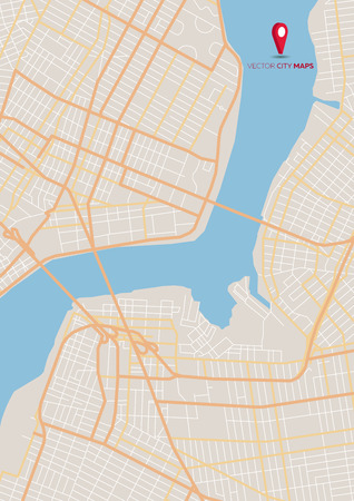 Vector abstract city map with streets and riverのイラスト素材