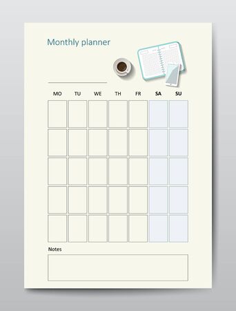 Business planner calendar  template monthly planのイラスト素材