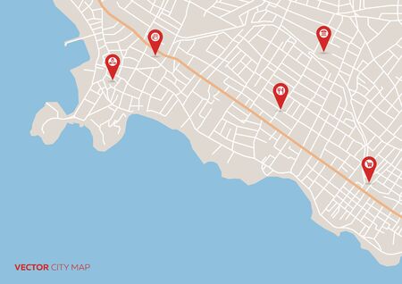 Abstract city map with small pointersのイラスト素材