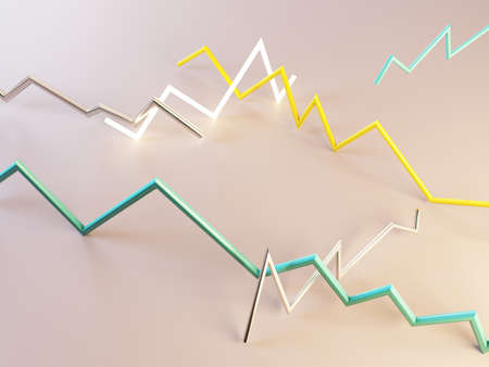 3d abstract geometrical zigzag shapes in bright colors. Modern background design, renderingの写真素材